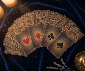 Baraja de 32 cartas extendida para una tirada de cartomancia