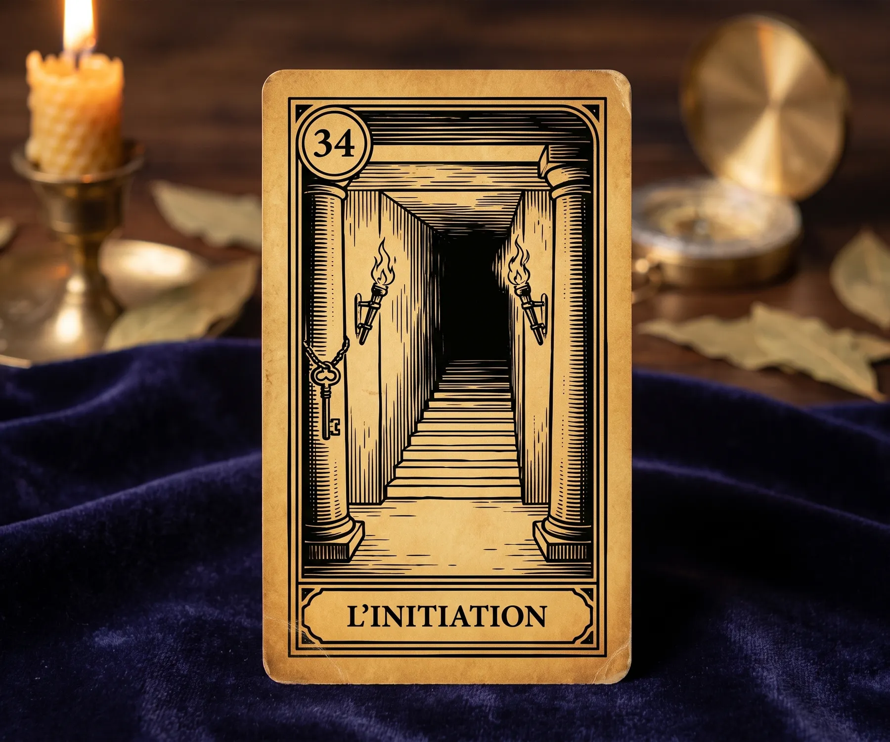 Card 34 of the Oracle of the Triad, Initiation