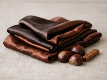 A folded brown silk with chestnuts and a cinnamon stick