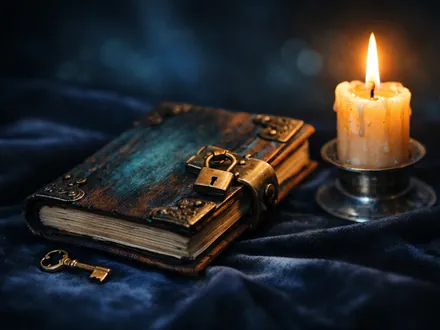Diário antigo fechado com um cadeado ao lado de uma vela acesa - como enlouquecer um Escorpião