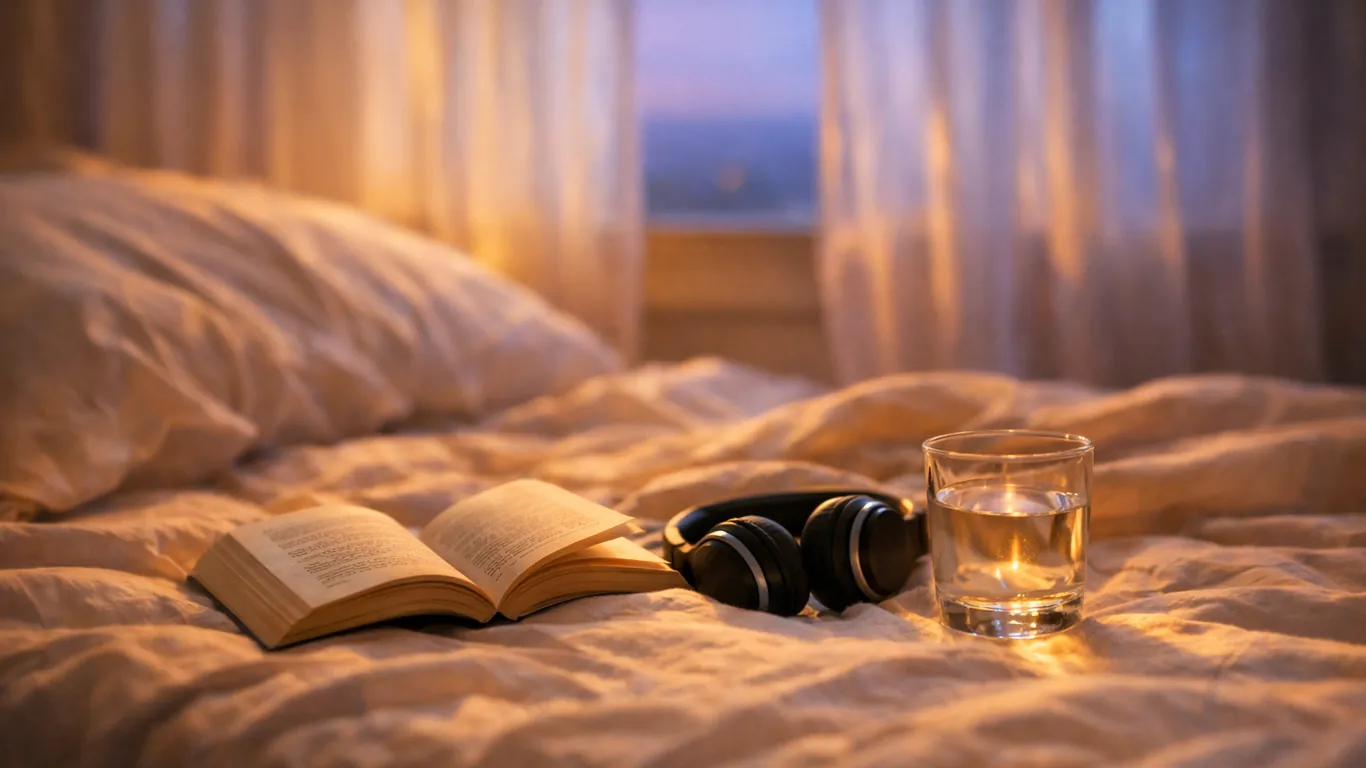 Pisces — unmade bed, open novel and blue dusk light on a Sunday evening