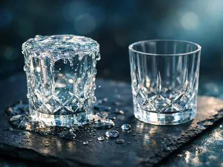 Verre rempli à ras bord à côté d'un verre vide sur une ardoise sombre - ce que le Scorpion doit désapprendre
