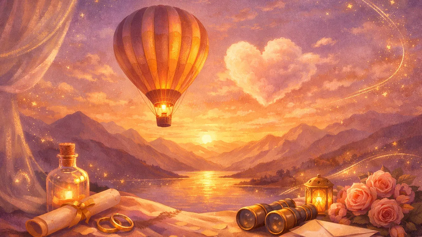 Sagittario — il suo modo di baciare, illustrazione romantica