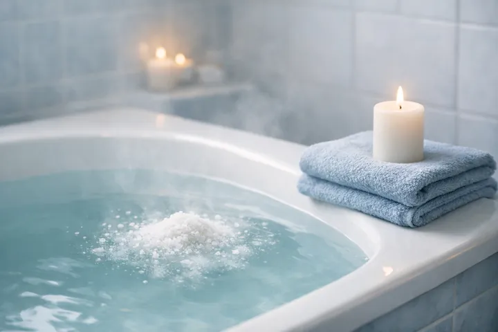 Rituel d'eau du bain de sel marin pendant la saison du Cancer