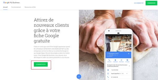 Page d'accueil Google My Business
